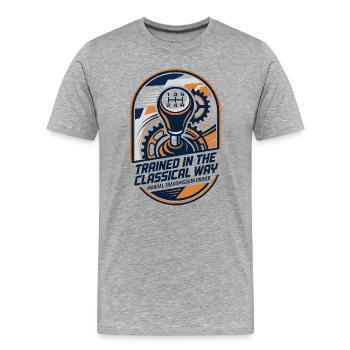 Trained in Classical Manual Transmission driver  - Men's Premium Organic T-Shirt - heather grey - Front - Damien (186cm)