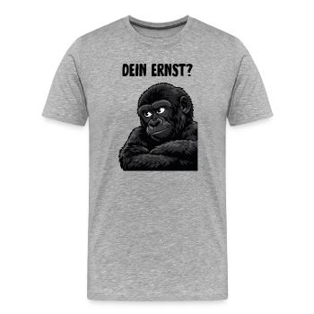Singe au regard sceptique - tu es sérieux ? - T-shirt bio Premium Homme - gris chiné - Devant - Damien (186cm)