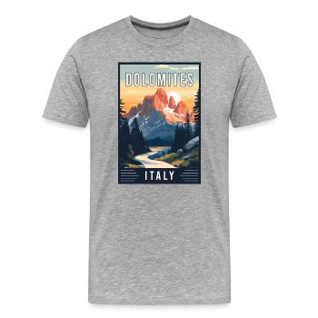 Explorez les majestueuses Dolomites en Italie - T-shirt bio Premium Homme - gris chiné - Devant - Damien (186cm)