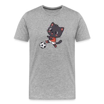 Chaton Footballeur Cartoon Football - T-shirt bio Premium Homme - gris chiné - Devant - Damien (186cm)