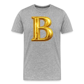 Gold 'B' Monogram - Men's Premium Organic T-Shirt - heather grey - Front - Damien (186cm)