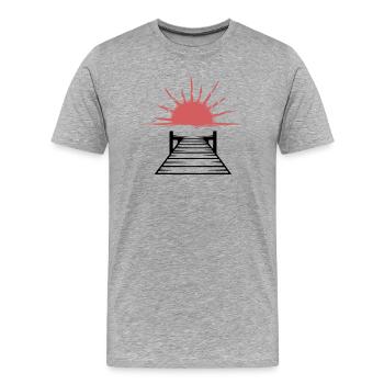 Steg Sonnenuntergang See - Männer Premium Bio T-Shirt - Grau meliert - Vorne - Damien (186cm)