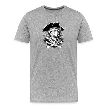 Eurasier | Pirate - Männer Premium Bio T-Shirt - Grau meliert - Vorne - Damien (186cm)