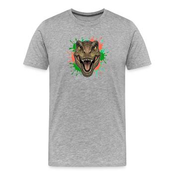 T-Rex Neon Paint Splatter Head - Men's Premium Organic T-Shirt - heather grey - Front - Damien (186cm)