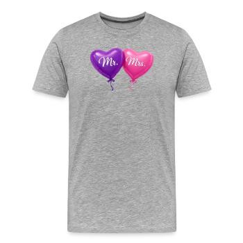 Heart balloons Mr and Mrs - Men's Premium Organic T-Shirt - heather grey - Front - Damien (186cm)
