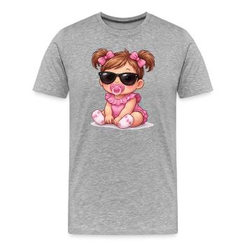 Baby Girl mit Sonnenbrille - Männer Premium Bio T-Shirt - Grau meliert - Vorne - Damien (186cm)