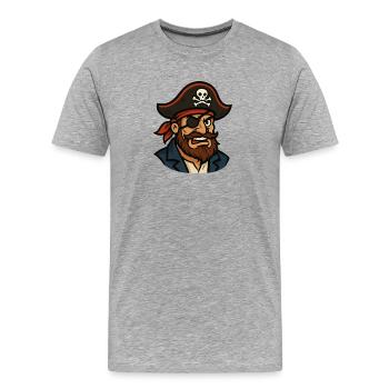 Capitaine pirate Cache-œil - T-shirt bio Premium Homme - gris chiné - Devant - Damien (186cm)