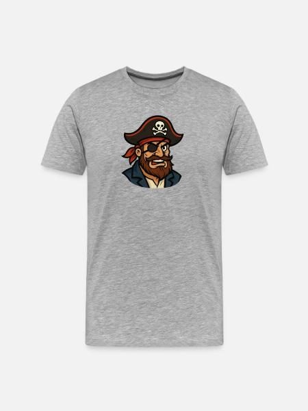 Pirate Captain Eye Patch - Men's Premium Organic T-Shirt - heather grey