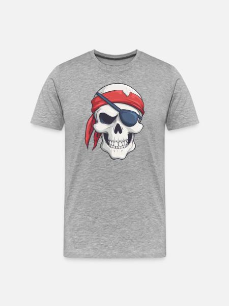 Pirate avec bandana et cache-œil - T-shirt bio Premium Homme - gris chiné