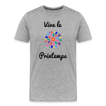 FRÜHLING. CHERRY. GARDEN. NATUR. FLOWER. FLOWER. - Männer Premium Bio T-Shirt - Grau meliert - Vorne - Damien (186cm)