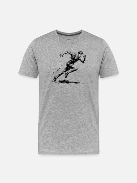 100m Sprinter Action Illustration - Männer Premium Bio T-Shirt - Grau meliert