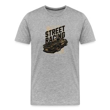 Straßenrennwagen-Print - Männer Premium Bio T-Shirt - Grau meliert - Vorne - Damien (186cm)