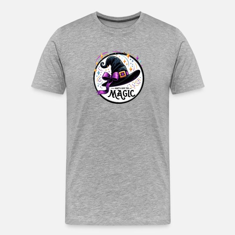 Hexenhut Magische Illustration - Männer Premium Bio T-Shirt - Grau meliert