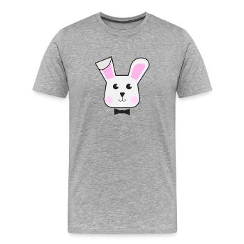 Cute Rabbit Head Bow Tie Retro Cartoon Art - Men's Premium Organic T-Shirt - heather grey - Front - Damien (186cm)