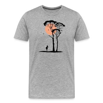 Sunny Savanne - Männer Premium Bio T-Shirt - Grau meliert - Vorne - Damien (186cm)