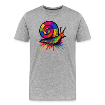 Escargot Arlequin - Splatter Perma Art - T-shirt bio Premium Homme - gris chiné - Devant - Damien (186cm)