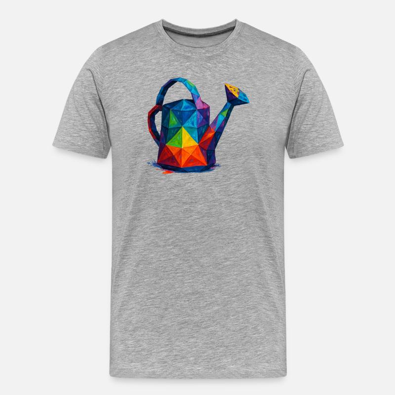 Geometrische Gießkanne – Low-Poly-Gartendesign - Männer Premium Bio T-Shirt - Grau meliert