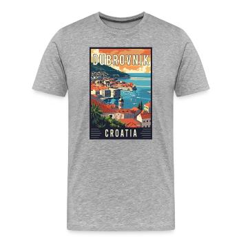 Explorez la Dubrovnik méditerranéenne en Croatie - T-shirt bio Premium Homme - gris chiné - Devant - Damien (186cm)