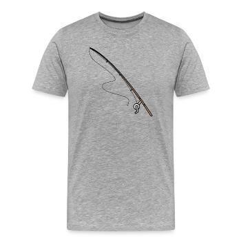 Icône de pêche à la canne à pêche - T-shirt bio Premium Homme - gris chiné - Devant - Damien (186cm)