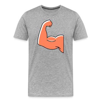 Icône musculaire d’haltère - T-shirt bio Premium Homme - gris chiné - Devant - Damien (186cm)
