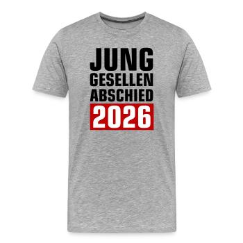 Junggesellenabschied 2026 - Männer Premium Bio T-Shirt - Grau meliert - Vorne - Damien (186cm)
