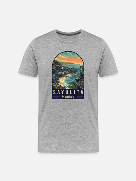 Explore Sayulita Mexico - Travel Art - Men's Premium Organic T-Shirt - heather grey