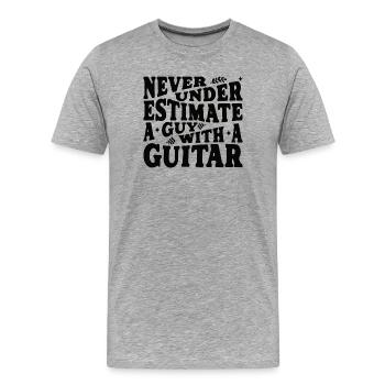Ne sous-estime jamais un gars avec un schwarz guitare - T-shirt bio Premium Homme - gris chiné - Devant - Damien (186cm)