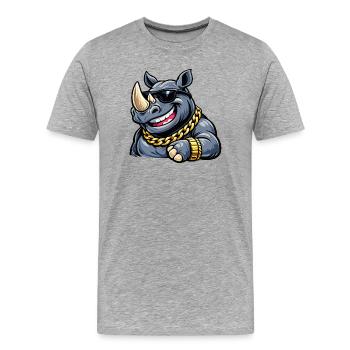 Rhino Streetstyle mit Goldkette - Männer Premium Bio T-Shirt - Grau meliert - Vorne - Damien (186cm)