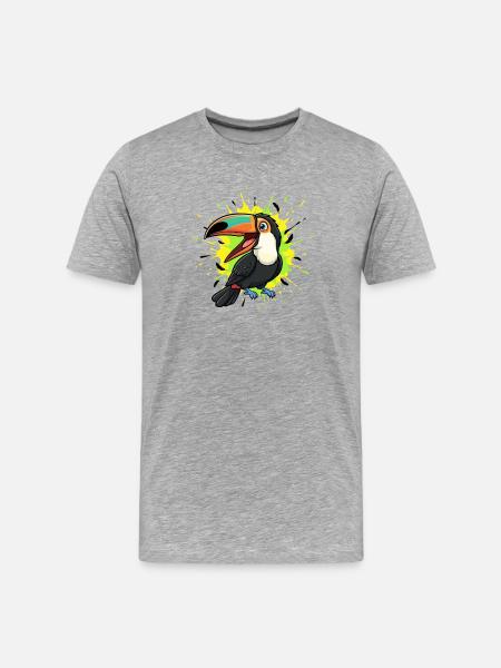 Kunterbunter Tukane Farbsplash - Männer Premium Bio T-Shirt - Grau meliert