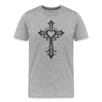 Amour croisé - T-shirt bio Premium Homme - gris chiné - Devant - Damien (186cm)