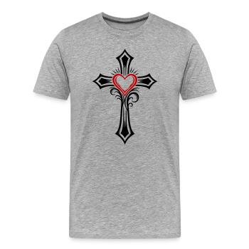Amour croisé - T-shirt bio Premium Homme - gris chiné - Devant - Damien (186cm)