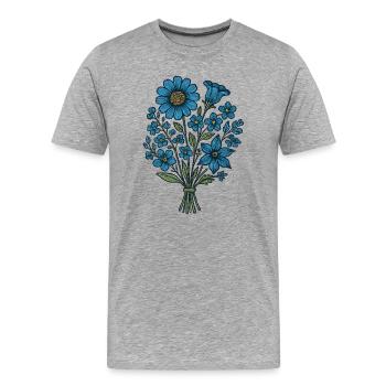 Blaues Blumenbouquet - Männer Premium Bio T-Shirt - Grau meliert - Vorne - Damien (186cm)