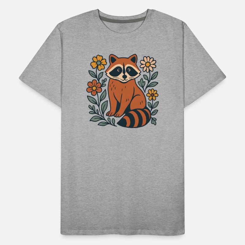 Panda roux dans le cercle de fleurs T-shirt bio Premium Homme