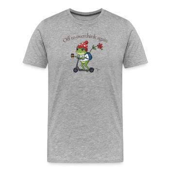 Grenouille caféinée aux crânes - T-shirt bio Premium Homme - gris chiné - Devant - Damien (186cm)