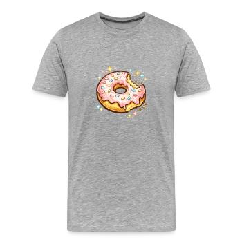 Zuckerrosa Donut mit Sprinkles Funkeln - Männer Premium Bio T-Shirt - Grau meliert - Vorne - Damien (186cm)