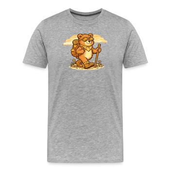 Wanderbär en voyage de découverte - T-shirt bio Premium Homme - gris chiné - Devant - Damien (186cm)