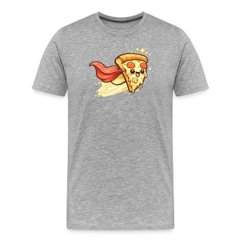 Héros pizza avec cape - T-shirt bio Premium Homme - gris chiné - Devant - Damien (186cm)