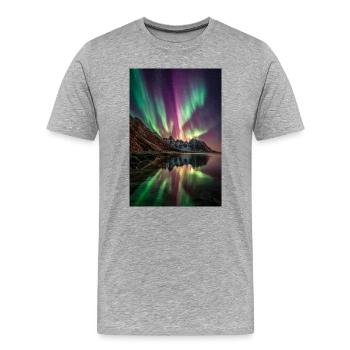 Réflexions sur Aurora Peaks - T-shirt bio Premium Homme - gris chiné - Devant - Damien (186cm)