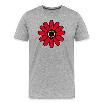  Blume rot Blumen Blüte Wildblumen Kräuter  - Männer Premium Bio T-Shirt - Grau meliert - Vorne - Damien (186cm)