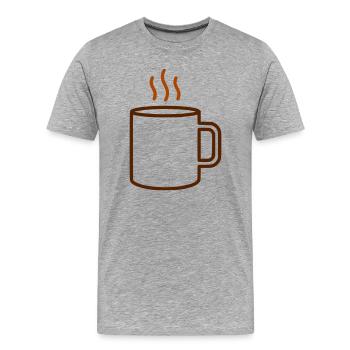Kaffeetasse Dampf Outline - Männer Premium Bio T-Shirt - Grau meliert - Vorne - Damien (186cm)