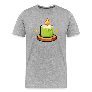 Grüne Kerze - Männer Premium Bio T-Shirt - Grau meliert - Vorne - Damien (186cm)