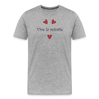 RETRAITE. RETRAITE. RETRAITEE. RETRAITE - T-shirt bio Premium Homme - gris chiné - Devant - Damien (186cm)