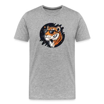 Cosmic Tiger Glasses - Men's Premium Organic T-Shirt - heather grey - Front - Damien (186cm)