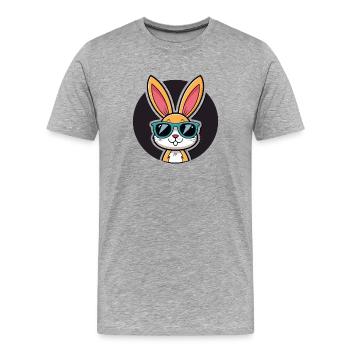 Solar Bunny in Blue Glasses - Men's Premium Organic T-Shirt - heather grey - Front - Damien (186cm)