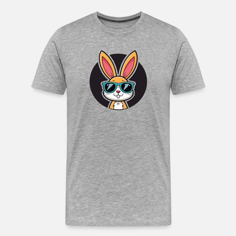Solarbunny mit blauer Brille - Männer Premium Bio T-Shirt - Grau meliert