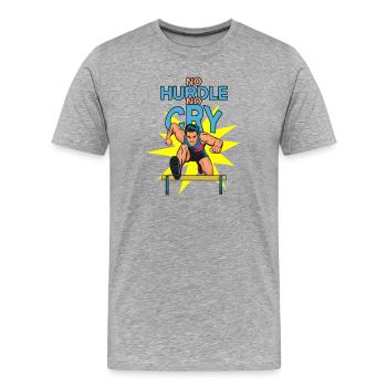 Obstacles : Pas d’obstacle Pas de pleurs - T-shirt bio Premium Homme - gris chiné - Devant - Damien (186cm)