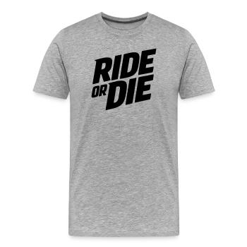 Rouler ou mourir - T-shirt bio Premium Homme - gris chiné - Devant - Damien (186cm)