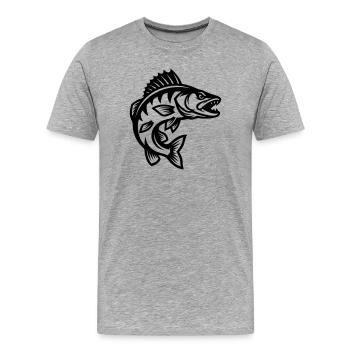 Brochet - T-shirt bio Premium Homme - gris chiné - Devant - Damien (186cm)