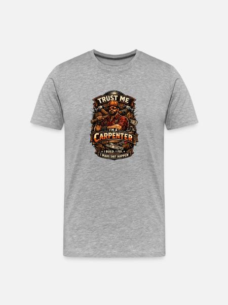 Vertrau mir, ich bin Zimmermann - Männer Premium Bio T-Shirt - Grau meliert