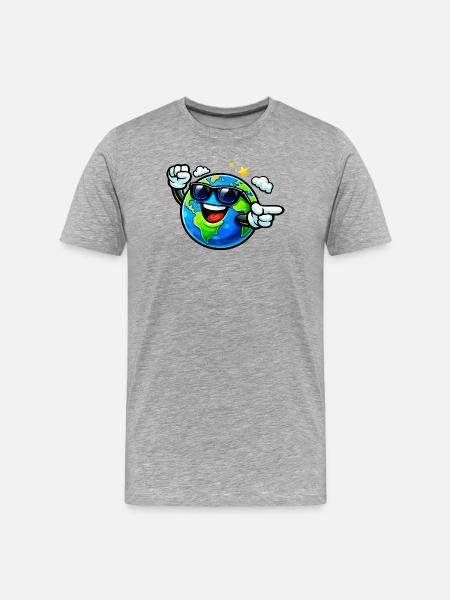 Sunny Earth with Sunglasses - Men's Premium Organic T-Shirt - heather grey